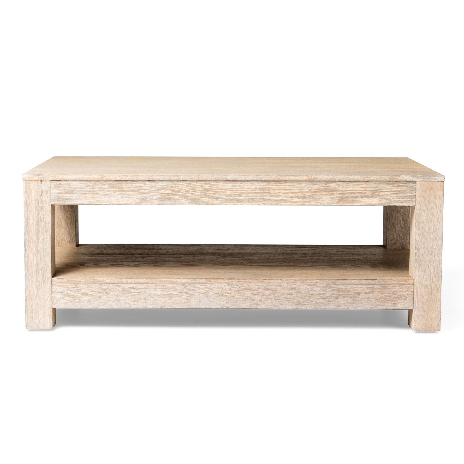 Paulo Wooden Coffee Table in Weathered White Finish in Accent Tables by Maven Lane