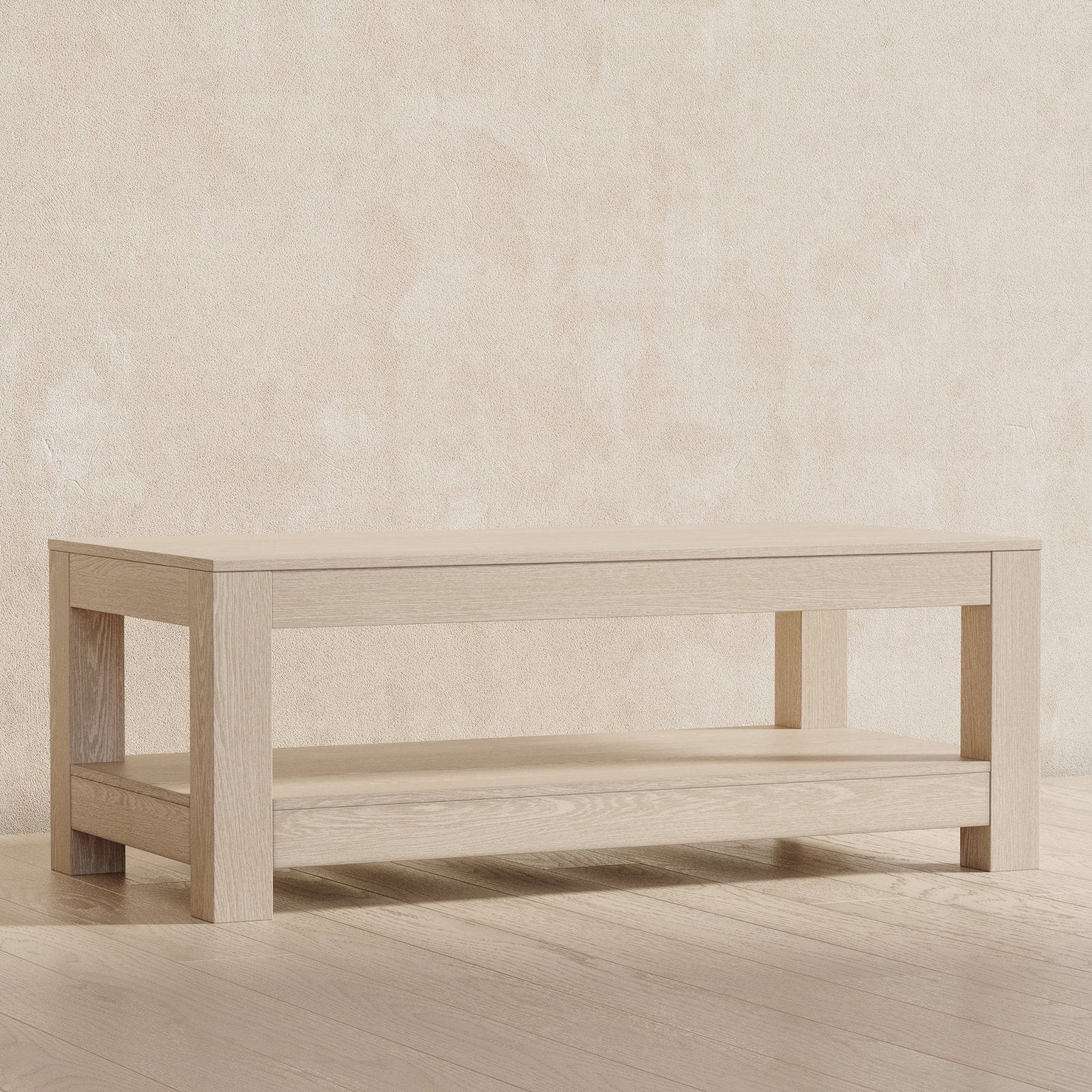 Paulo Wooden Coffee Table in Weathered White Finish in Accent Tables by Maven Lane