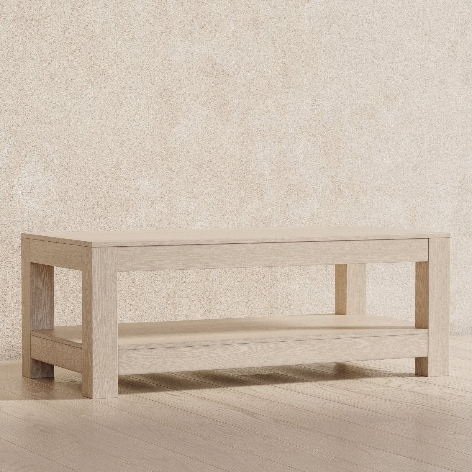Paulo Wooden Coffee Table in Weathered White Finish
