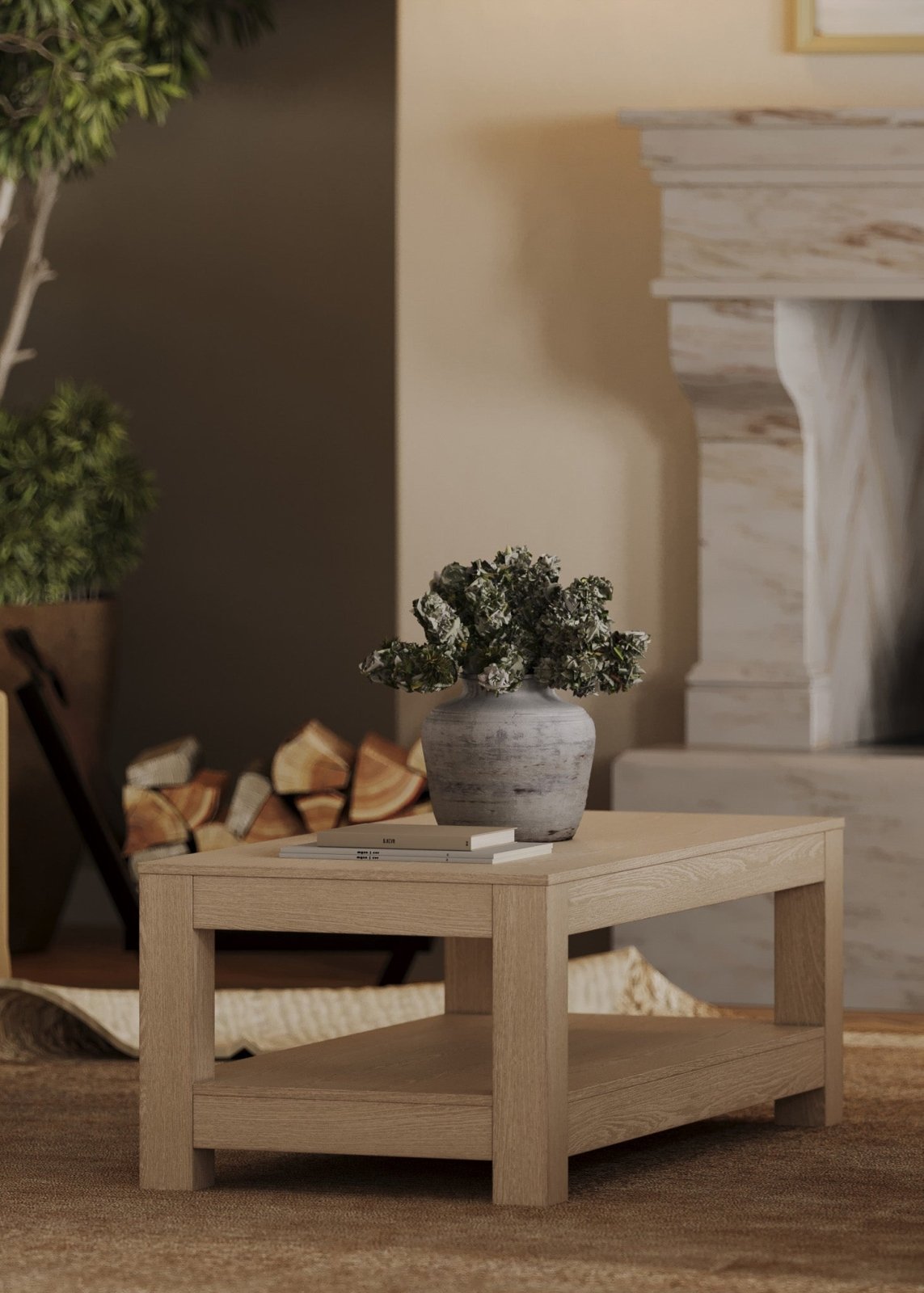 Paulo Wooden Coffee Table in Weathered White Finish in Accent Tables by Maven Lane