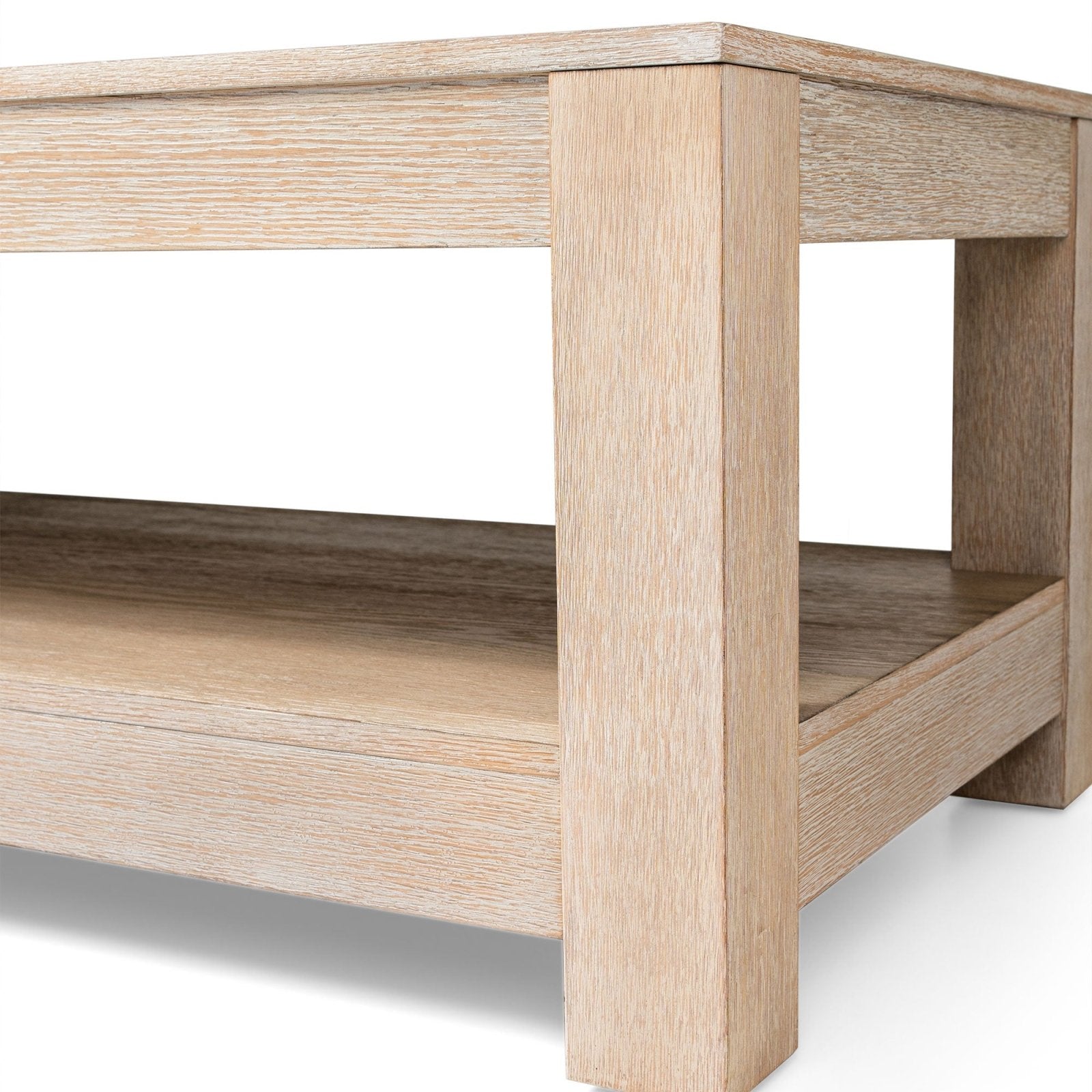 Paulo Wooden Coffee Table in Weathered White Finish