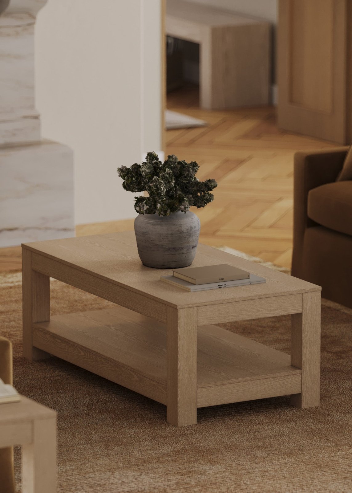 Paulo Wooden Coffee Table in Weathered White Finish in Accent Tables by Maven Lane