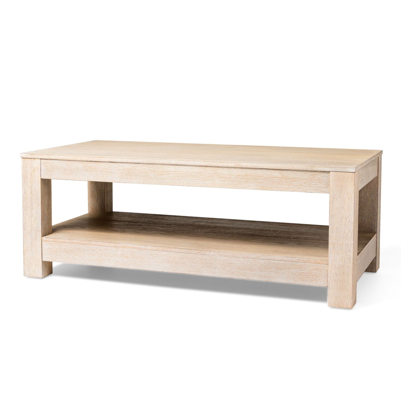 Paulo Wooden Coffee Table in Weathered White Finish in Accent Tables by Maven Lane