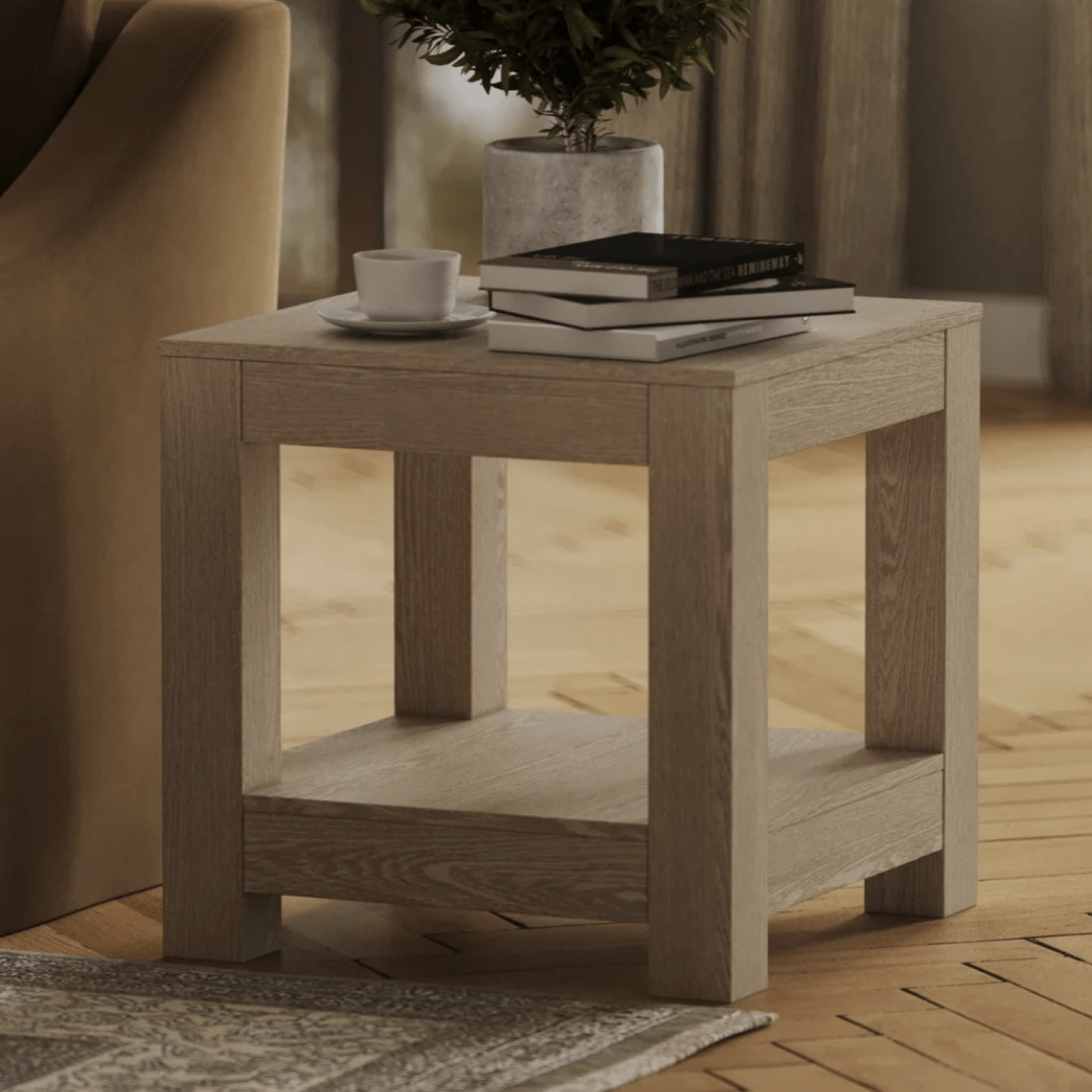 Paulo Wooden Side Table In Weathered Grey Finish in Maven Lane by Maven Lane
