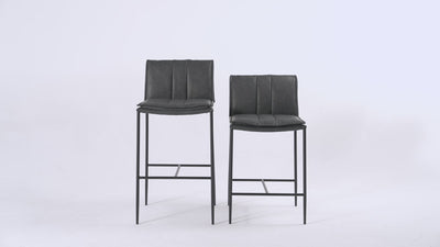 25" Gerard Counter Stool in Black Finish with Dark Grey Faux Leather (Set of 4) in Stools by Maven Lane