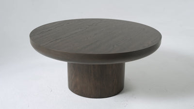 Owen Rustic Circular Wooden Coffee Table In Aged Brown in Maven Lane by Maven Lane