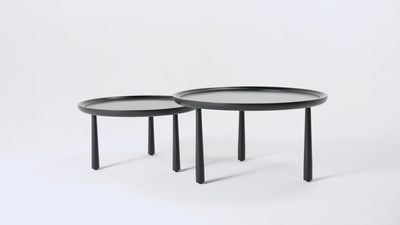 Sonia Rustic Wooden Nesting Coffee Tables in Matte Black in Accent Tables by Maven Lane