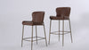 Naomi Bar Stool in Aged Gold Finish with Brown Faux Leather in Stools by Maven Lane