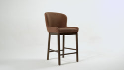 Gia Counter Stool in Brown Finish and Brown Fabric in Stools by Maven Lane