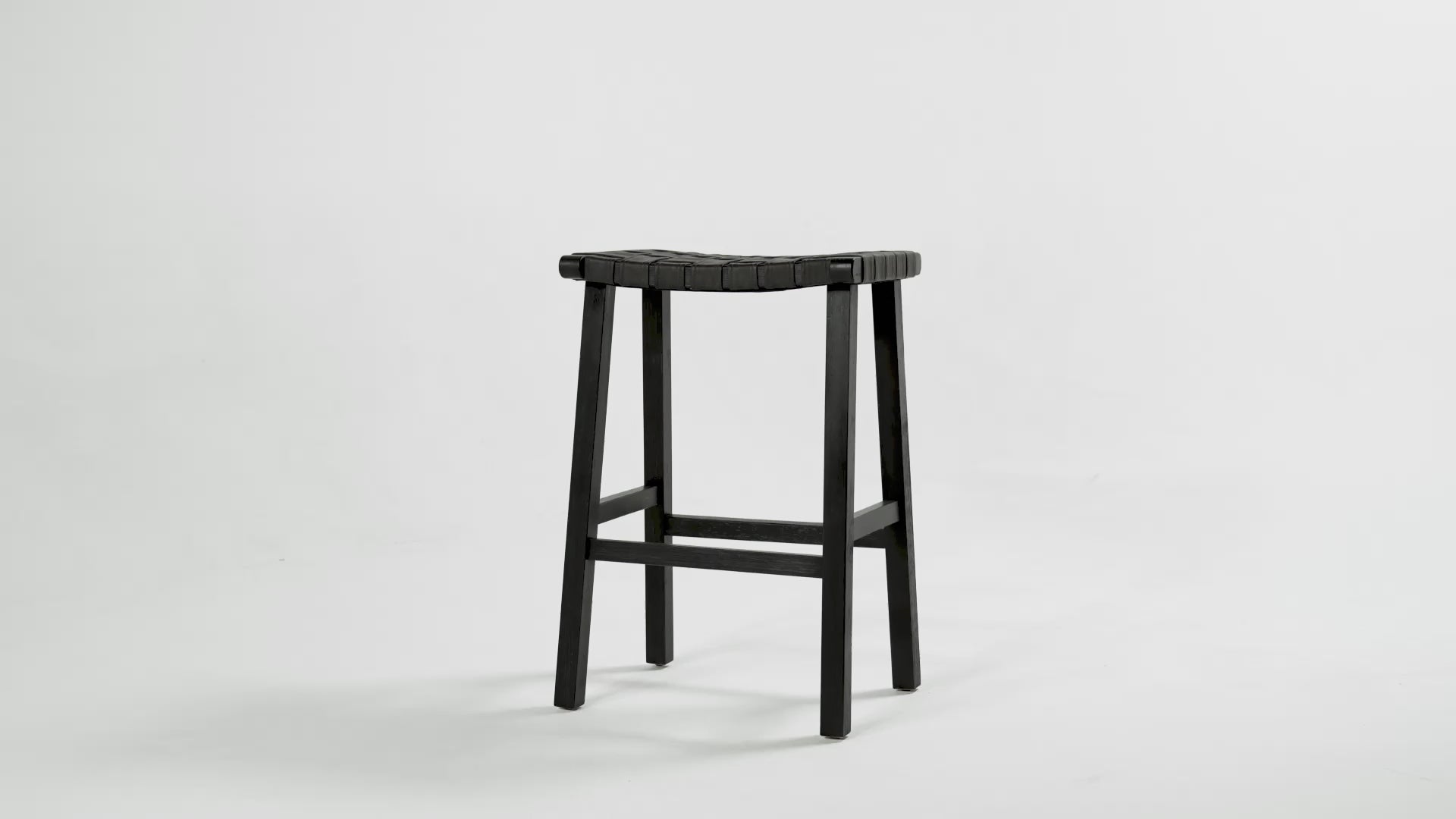 31" Noah Backless Bar Stool In Black Finish & Dark Grey Woven Faux Leather Seat (Set of 4) in Stools by Maven Lane