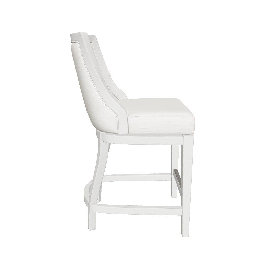 26" Vienna Swivel Counter Stool in White Oak Finish with Natural Fabric Upholstery in Stools by Maven Lane