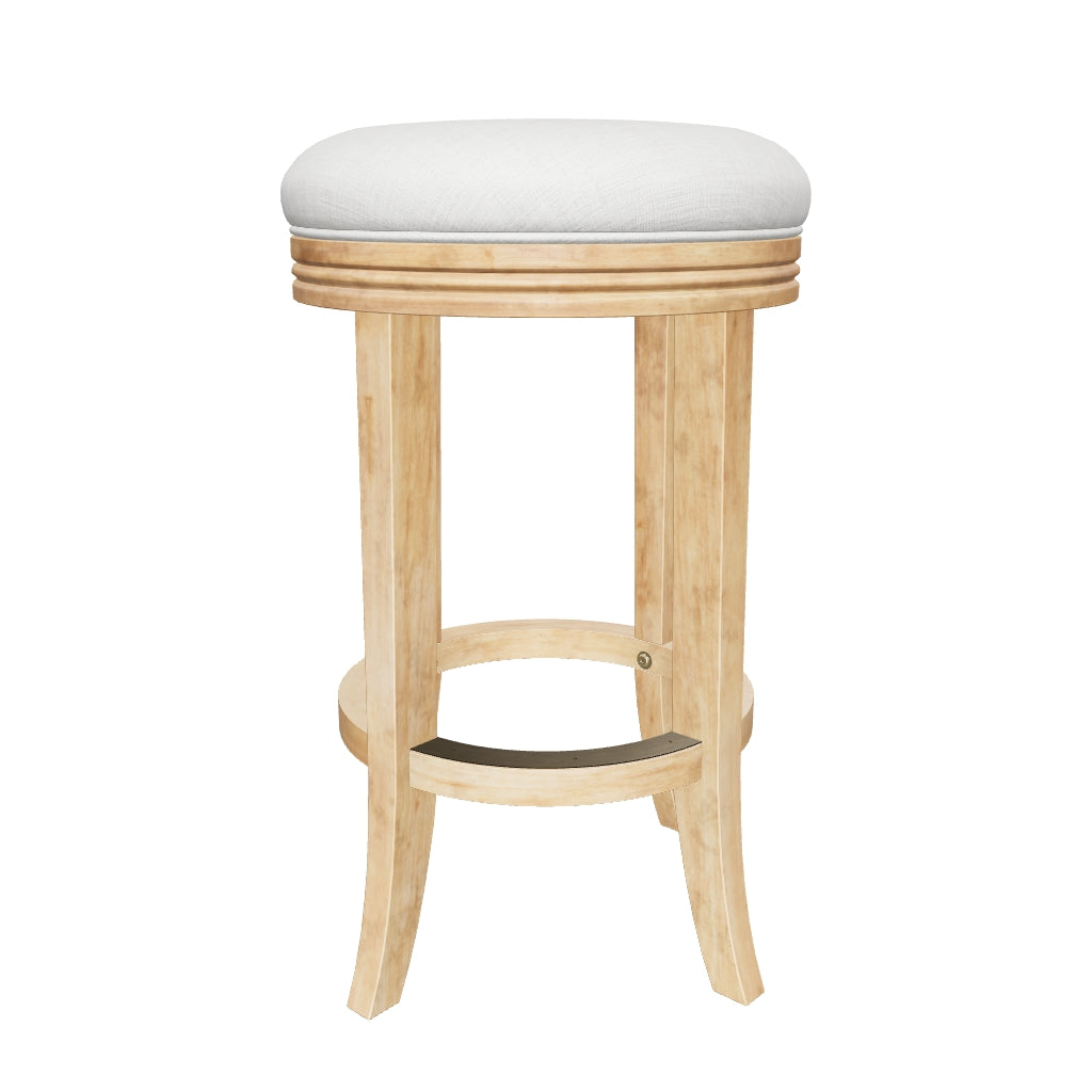Eva Swivel Counter Height Kitchen Stool - Weathered Oak Finish with Sand Color Fabric Upholstery in Stools by Maven Lane