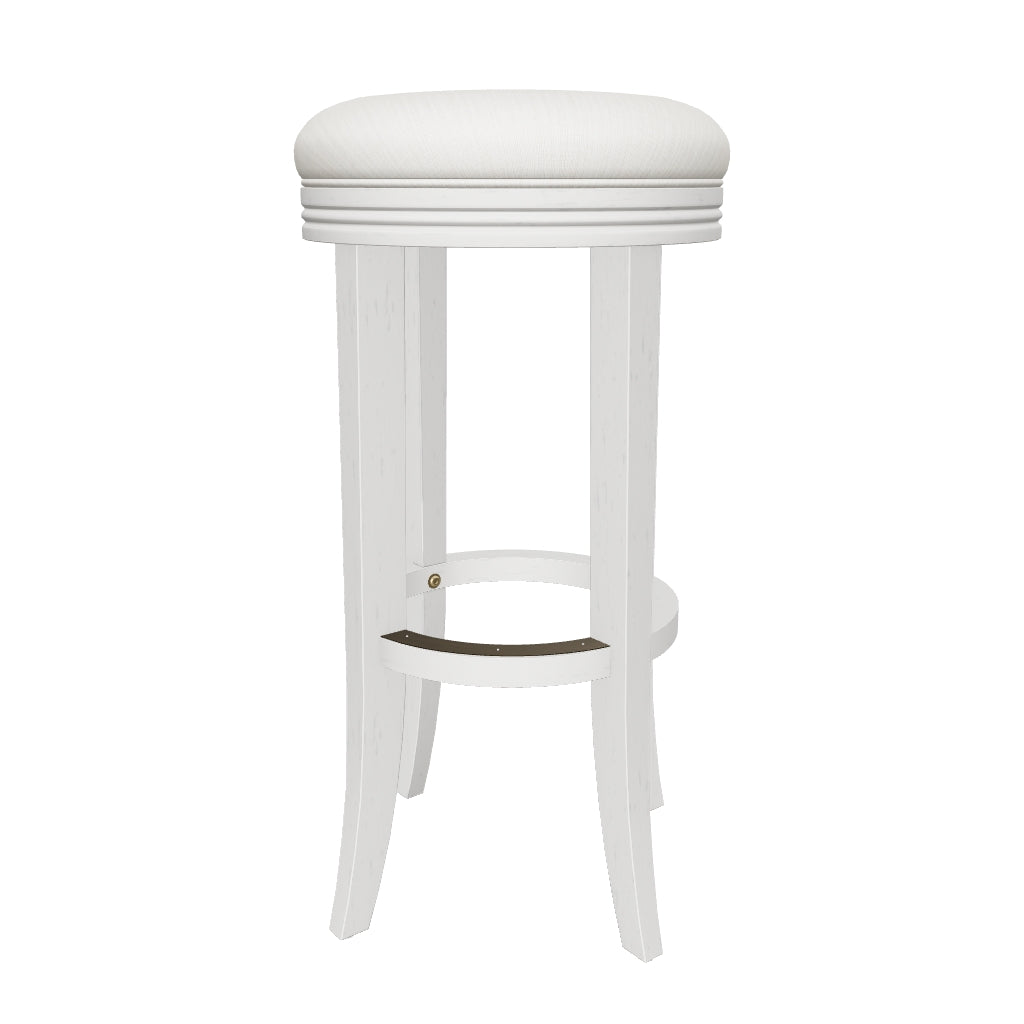 Eva Swivel Bar Stool in White Oak Finish with Natural Fabric Upholstery in Stools by Maven Lane