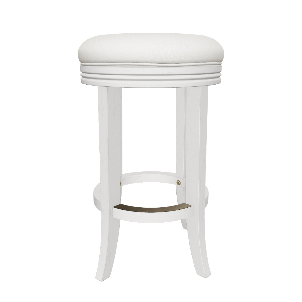 26" Eva Counter Height Kitchen Stool - White Oak Finish with Natural Fabric Upholstery in Stools by Maven Lane