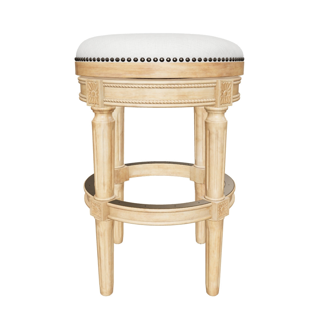 31" Pullman Backless Bar Stool in Light Brown Finish with Natural Fabric in Stools by Maven Lane