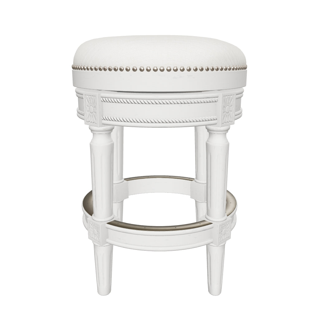 Pullman Backless Swivel Counter Height Kitchen Stool - White Oak Finish w/ Natural Fabric Upholstery in Stools by Maven Lane