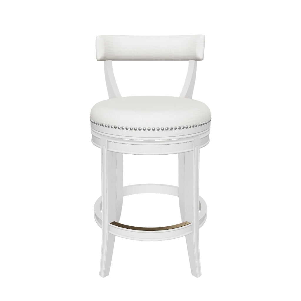26" Alexander Counter Stool in Cream Finish with Natural Fabric Upholstery in Stools by Maven Lane