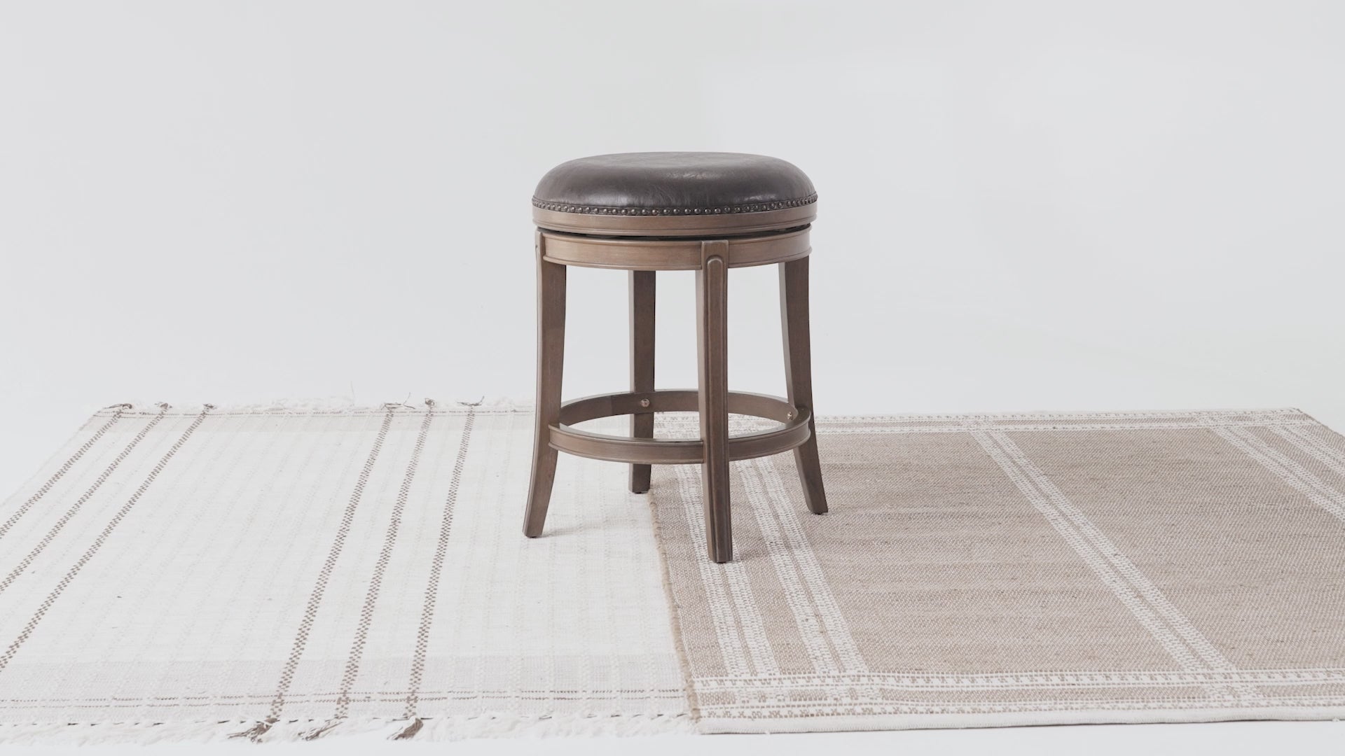 26" Alexander Backless Counter Stool in Walnut Finish with Marksman Saddle Vegan Leather in Stools by Maven Lane