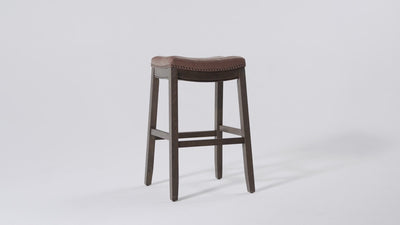 31" Sophia Backless Bar Stool in Aged Brown Finish with Cocoa Brown Vegan Leather in Stools by Maven Lane