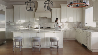 26" Pullman Backless Counter Stool in Grey Finish with Grey Fabric (Set of 4) in Stools by Maven Lane