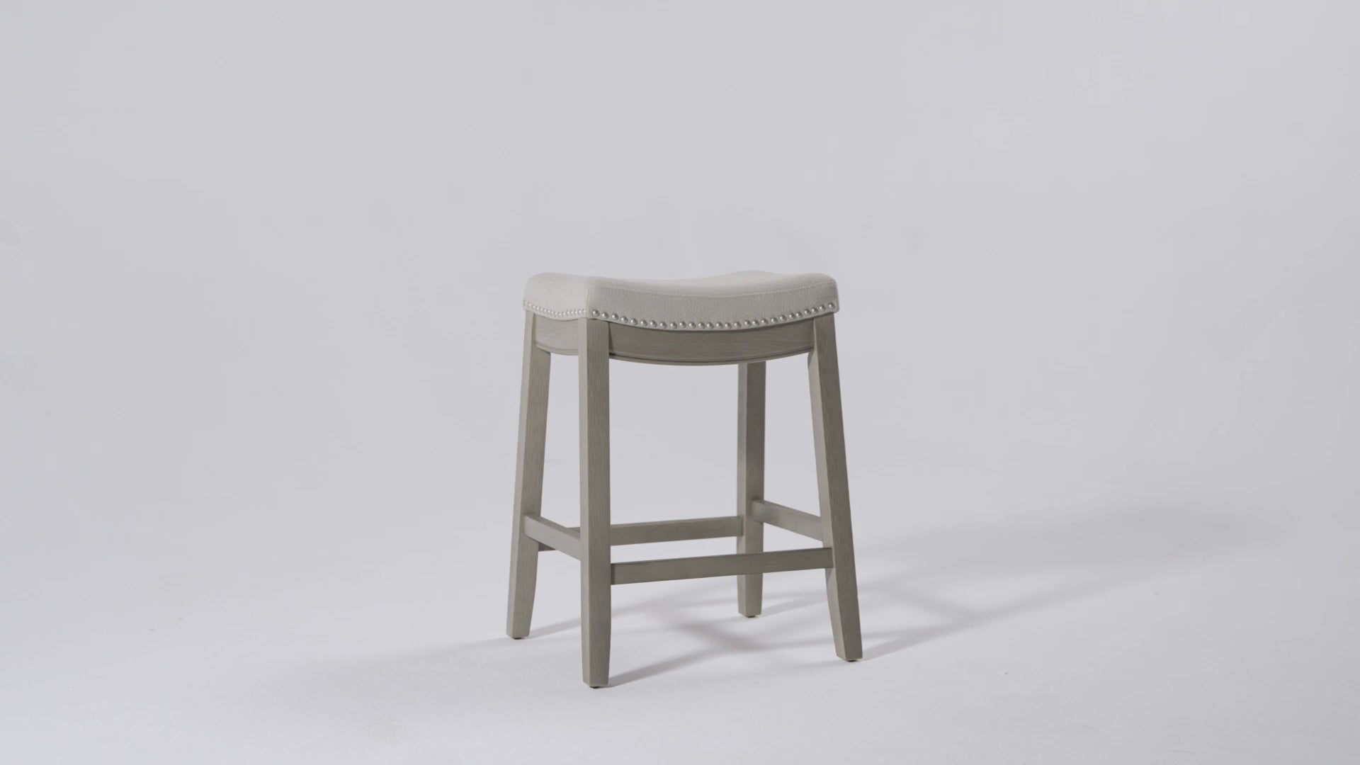 26" Sophia Backless Counter Stool in Aged Grey Finish with Dove Grey Fabric in Stools by Maven Lane