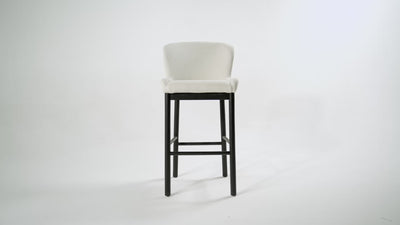 Gia Bar Stool in Aged Black Finish With Dove Weave Fabric in Stools by Maven Lane