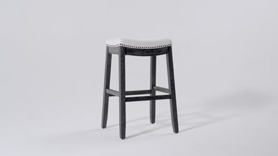 31" Sophia Backless Bar Stool in Aged Black Finish with Snow White Fabric in Stools by Maven Lane