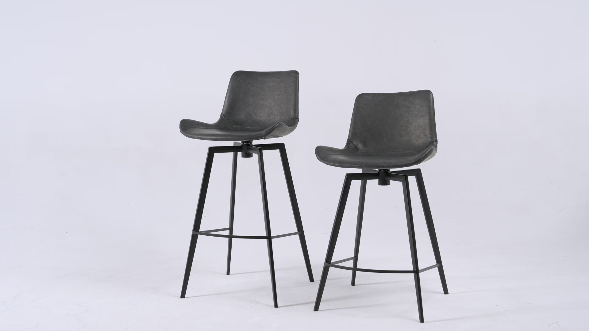 26" Victor Counter Stool in Black Finish with Dark Grey Faux Leather in Stools by Maven Lane