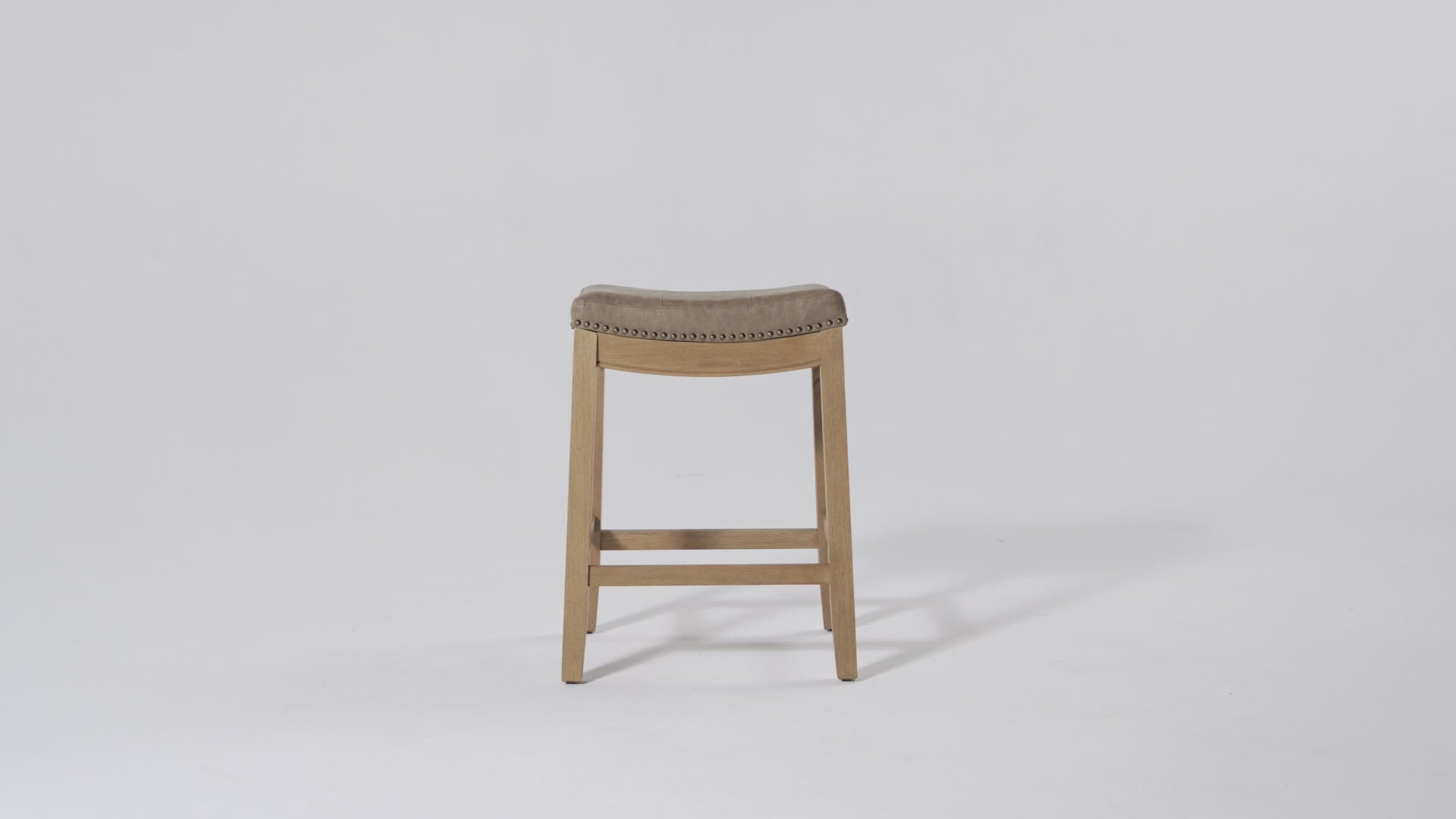 26" Sophia Backless Counter Stool in Aged Natural Finish with Desert Tan Vegan Leather in Stools by Maven Lane