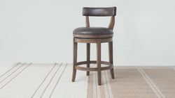Alexander Counter Stool in Brown Finish with Brown Faux Leather Upholstery in Stools by Maven Lane