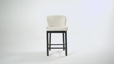 Gia Counter Height Kitchen Stool - Aged Black Finish with Dove Weave Fabric in Stools by Maven Lane