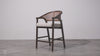 Chloe Counter Stool in Brown Finish with Beige Fabric Upholstery and Honey Rattan Back in Stools by Maven Lane