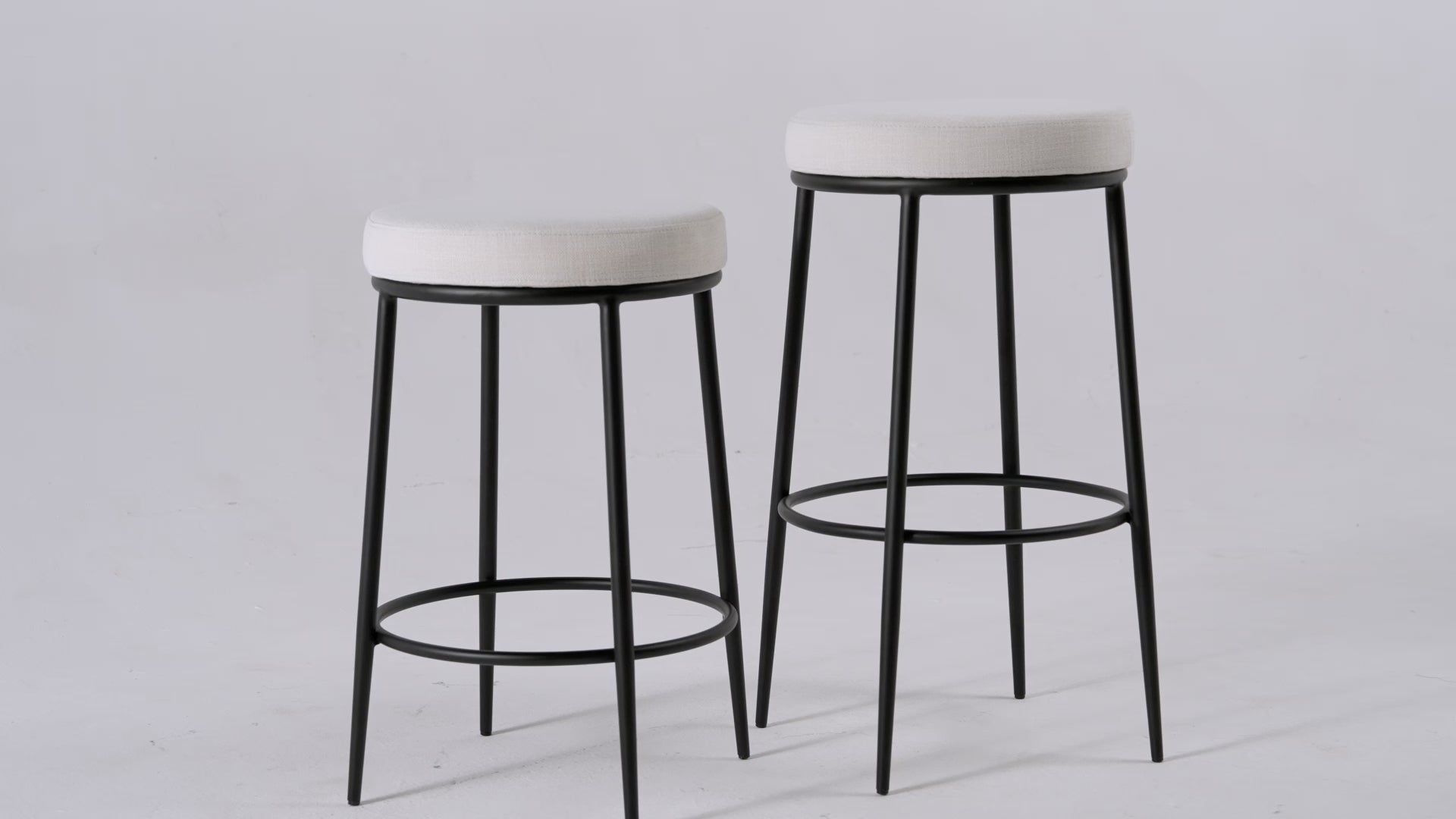 31" Stella Bar Stool in Black Finish with White Fabric in Stools by Maven Lane