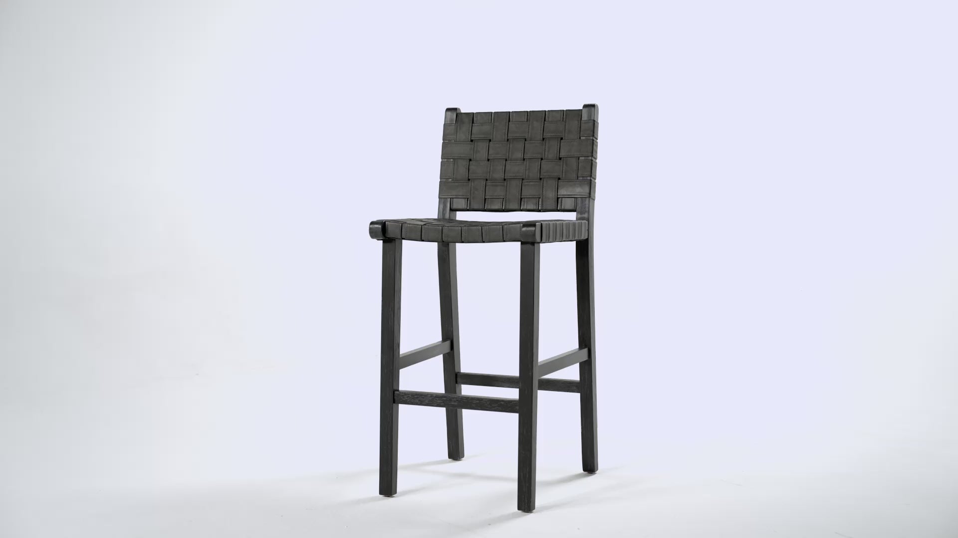 Noah Counter Stool In Aged Black Finish With Charcoal Black Vegan Leather in Stools by Maven Lane