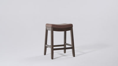 26" Sophia Backless Counter Stool in Aged Brown Finish with Cocoa Brown Vegan Leather in Stools by Maven Lane