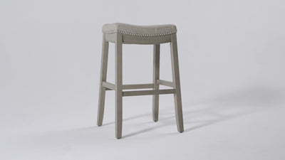 31" Sophia Bar Stool in Grey Finish and Grey Faux Leather Upholstery in Stools by Maven Lane