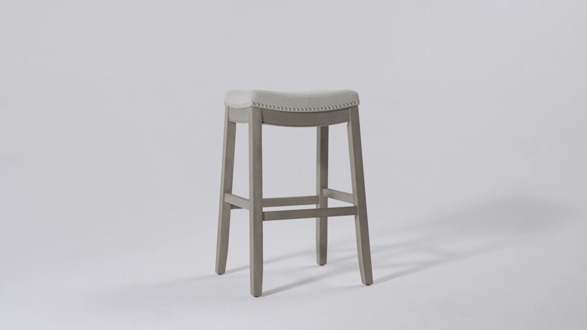 31" Sophia Backless Bar Stool in Aged Grey Finish with Dove Grey Fabric in Stools by Maven Lane