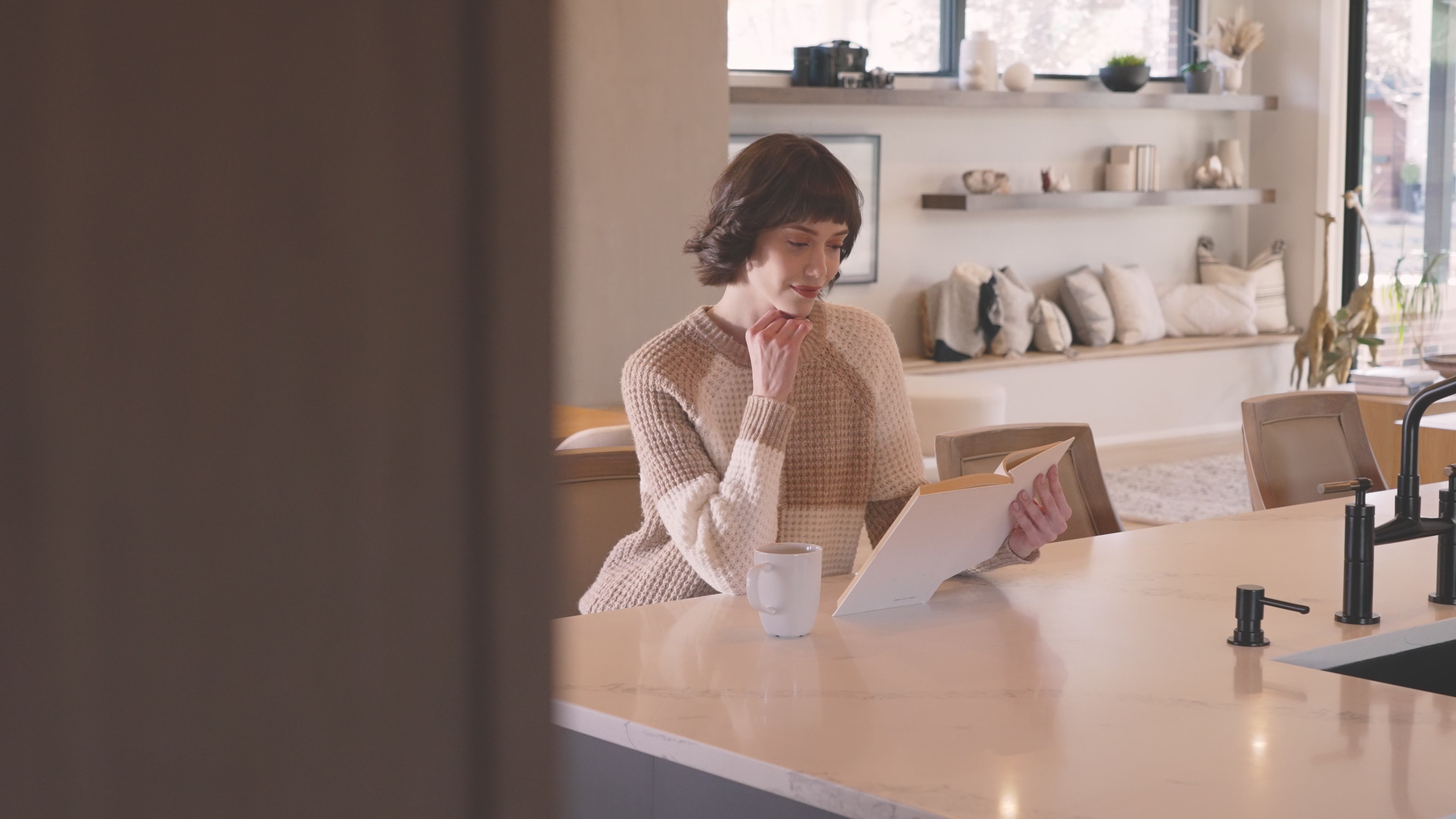 Vienna Swivel Bar Stool in Brown Finish with Beige Faux Leather in Stools by Maven Lane