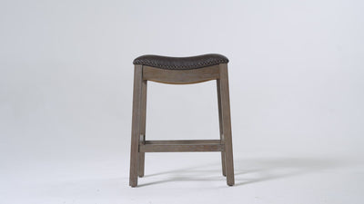 Alex Counter Stool in Walnut Finish with Marksman Saddle Vegan Leather in Stools by Maven Lane