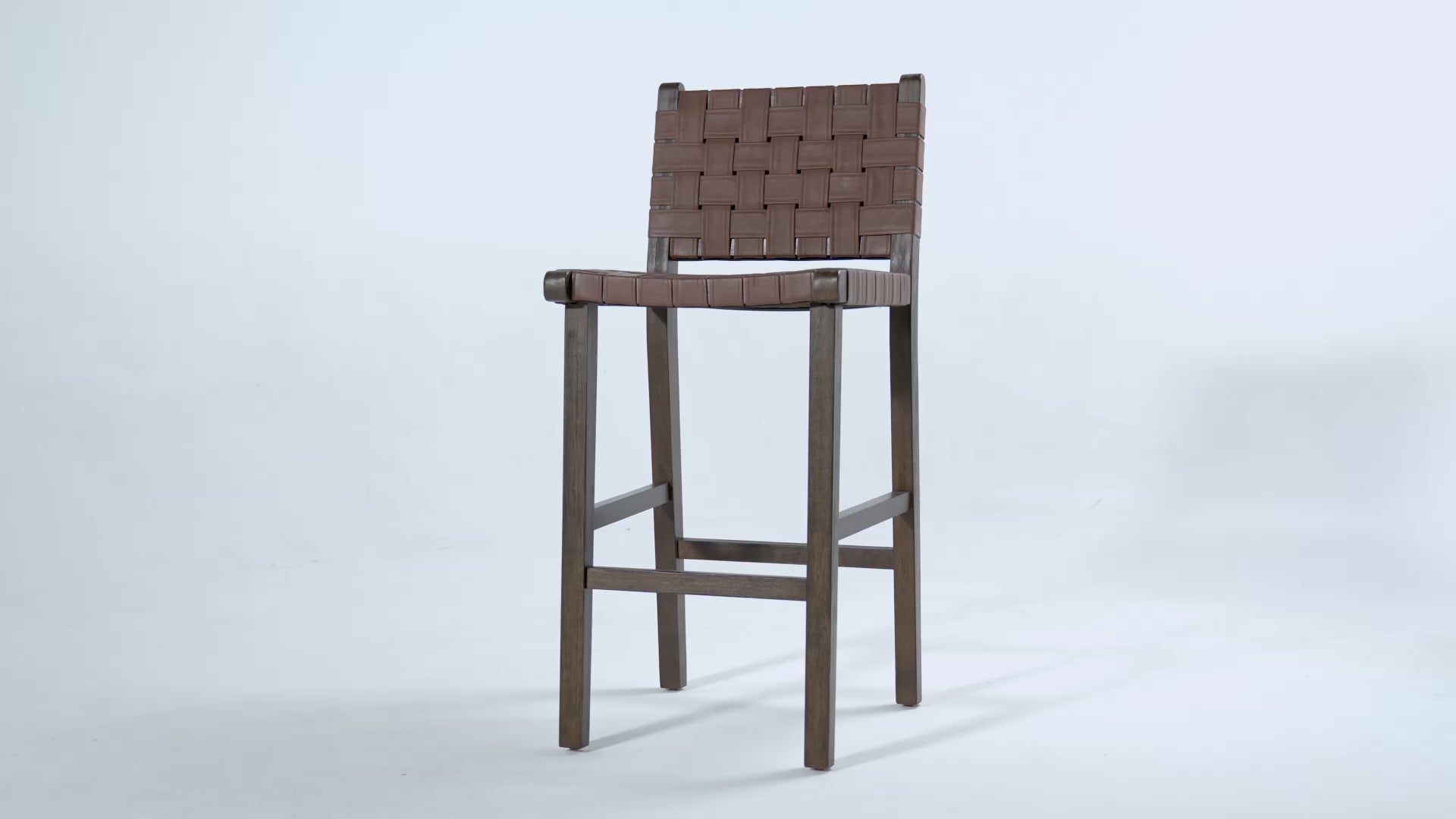 Noah Bar Stool In Aged Brown Finish With Cocoa Brown Vegan Leather in Stools by Maven Lane