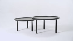 Sonia Rustic Wooden Nesting Coffee Tables in Black Finish in Nesting Tables by Maven Lane