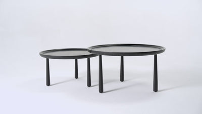 Sonia Rustic Wooden Nesting Coffee Tables In Matte Black in Accent Tables by Maven Lane