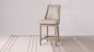 26" Vienna Swivel Counter Stool in Brown Finish with Beige Faux Leather (Set of 4) in Stools by Maven Lane