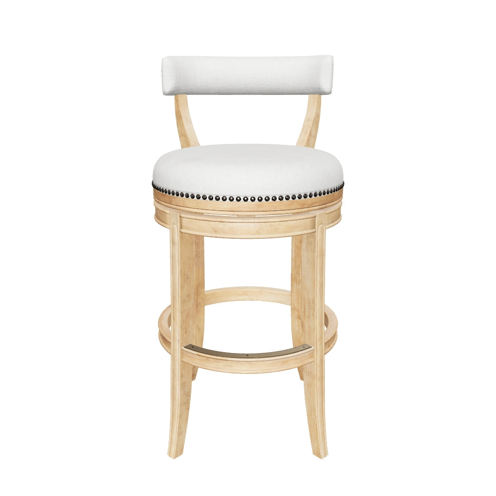 Alexander Counter Stool in Weathered Oak Finish with Sand Color Fabric Upholstery in Stools by Maven Lane