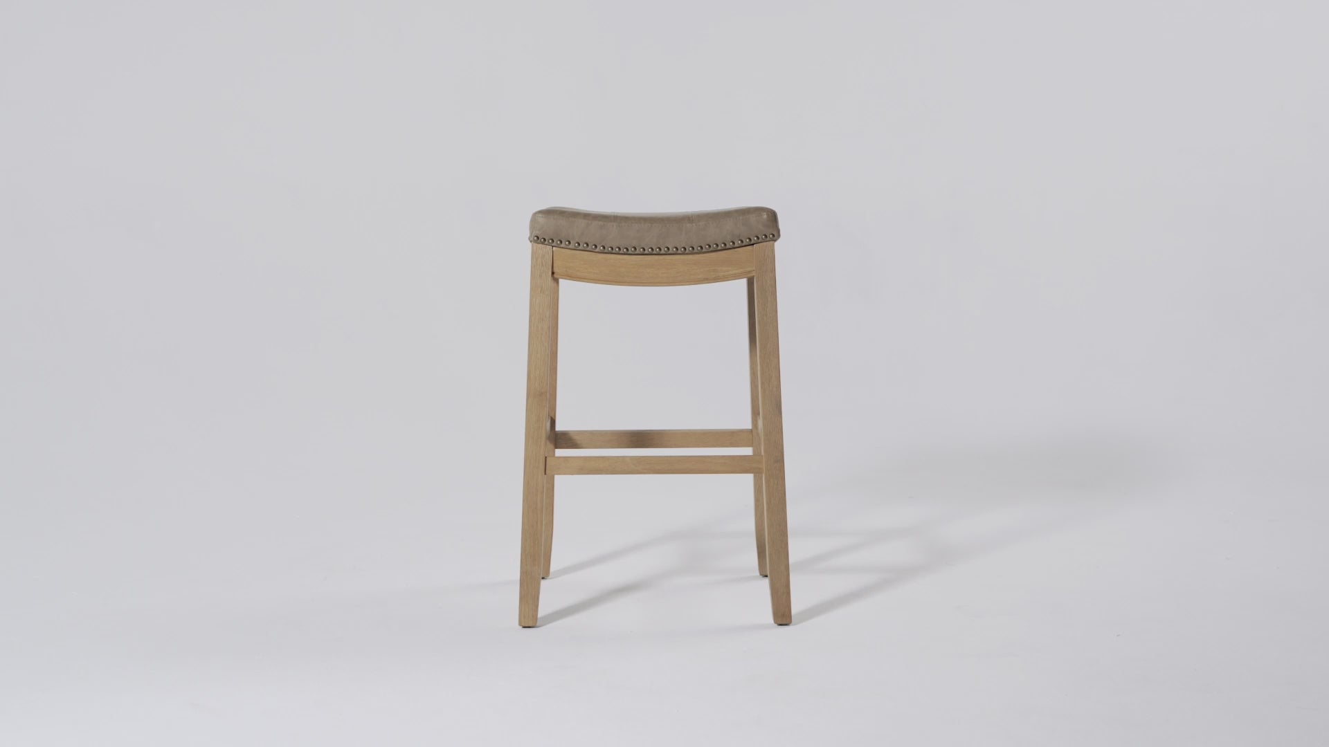 31" Sophia Backless Bar Stool in Aged Natural Finish with Desert Tan Vegan Leather in Stools by Maven Lane