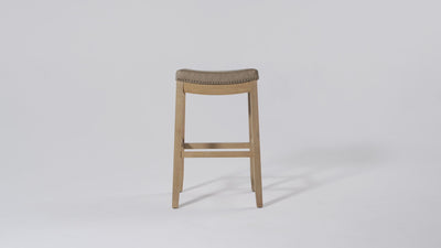 31" Sophia Backless Bar Stool in Aged Natural Finish with Desert Tan Vegan Leather in Stools by Maven Lane