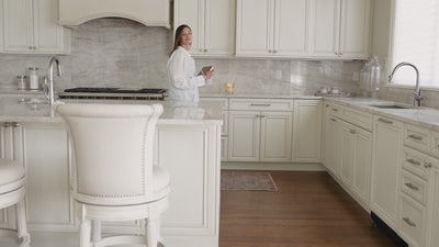 26" Pullman Counter Stool in Cream Finish with Natural Fabric (Set of 4) in Stools by Maven Lane