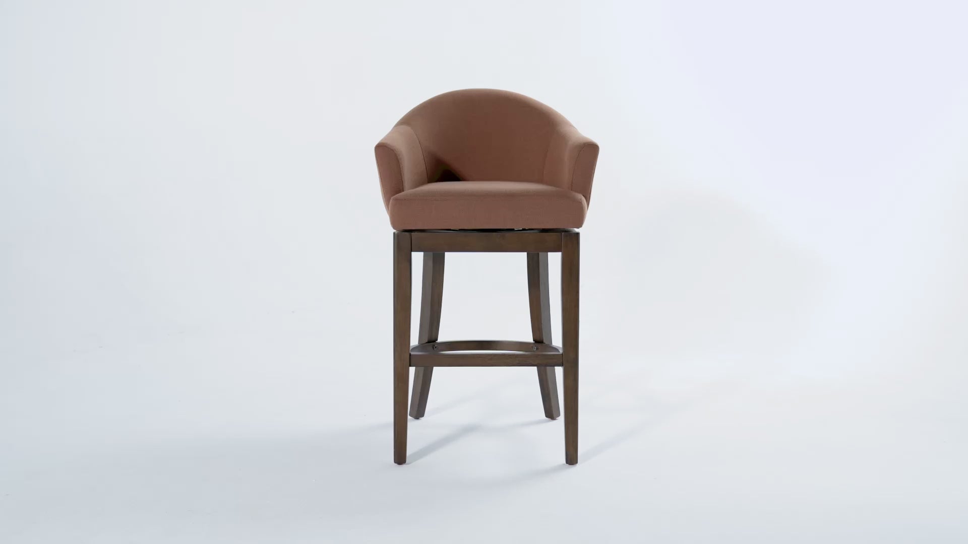 30" Isabella Swivel Bar Stool in Aged Brown Finish with Clay Canvas Fabric in Bar Stools by Maven Lane