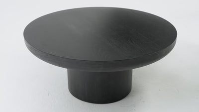 Owen Rustic Circular Wooden Coffee Table in Aged Black in Accent Tables by Maven Lane