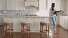 Pullman Backless Counter Stool in Light Brown with Light Grey Fabric in Stools by Maven Lane